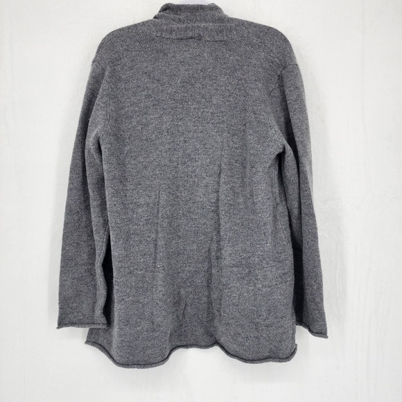 J Jill Petite Merino Cashmere Blend Cardigan MP Gray Open Front Pockets - Picture 6 of 8